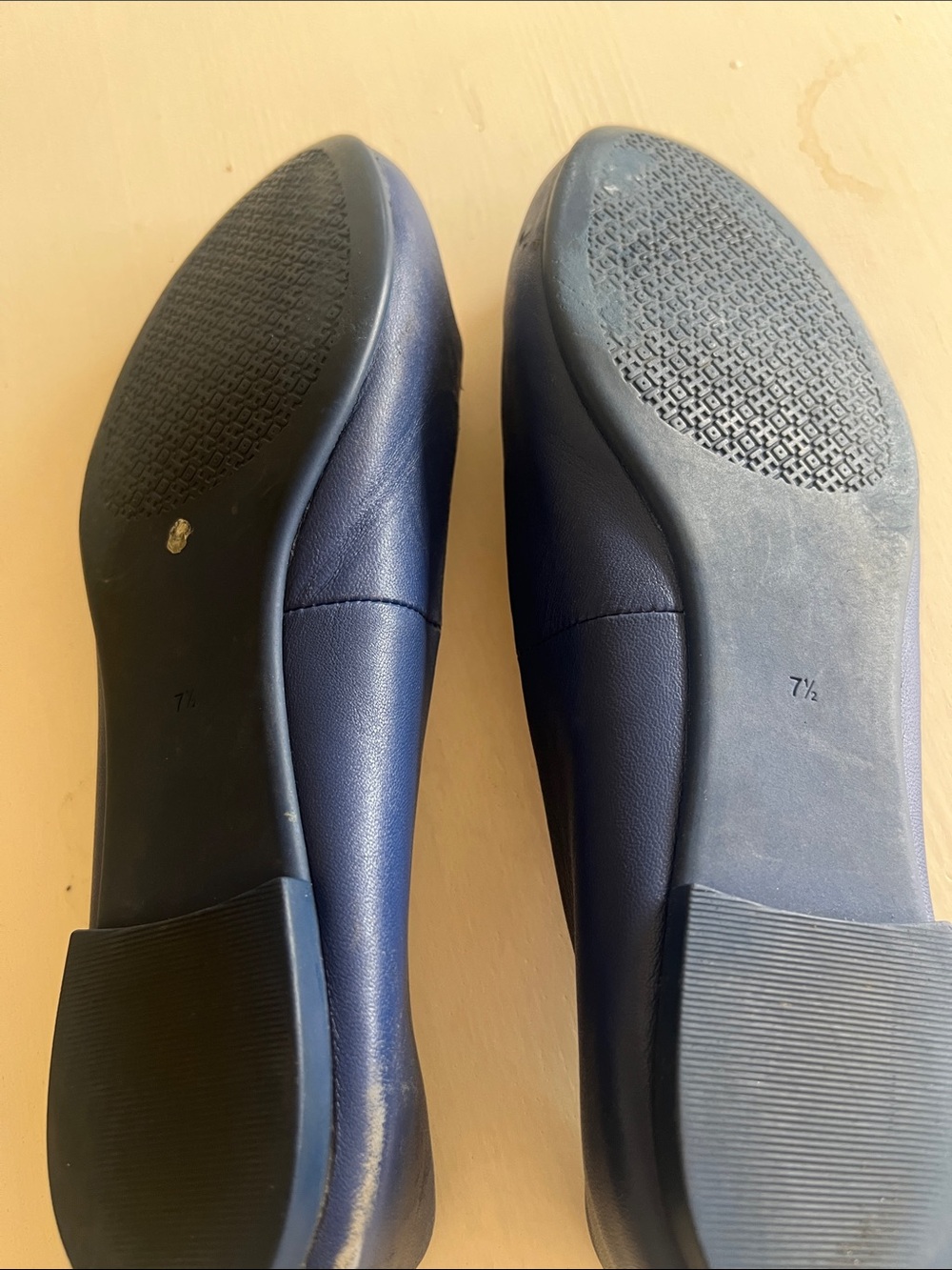 Tory Burch Navy Leather Logo Ballet Flats with Gold Emblem - Picture 6 of 6
